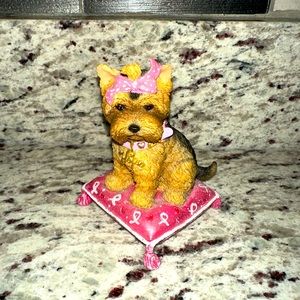 Yorkie “Paws for a Cause” Breast Cancer Awareness figurine